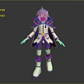 Game Anime Character with Blue Hair Blue and White Outfit Yellow Accents and White Boots