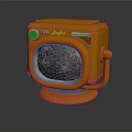 Vintage Orange Bajaj TV Retro Design with Round Knob and White Cloud on Screen