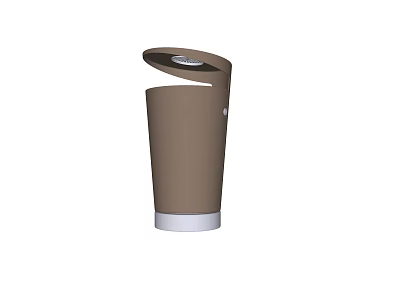 Public Facility Brown Trash Can With Top Opening And White Base 3d model