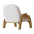 Modern Leisure Chair With Curved Wooden Frame And Soft Beige Upholstered Seat
