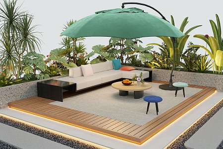 Garden landscape flower pool outdoor sofa landscape plants 3d model