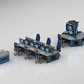 Modern Control Room With Multiple Monitor Consoles And Ergonomic Office Chairs