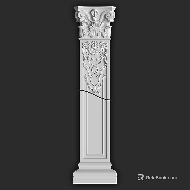 Classical White Roman Column With Intricate Carved Patterns And Ornate Capital 3d model 
