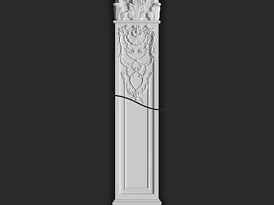 Classical White Roman Column With Intricate Carved Patterns And Ornate Capital 3d model