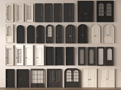 Various Interior Doors With Different Styles Colors And Glass Panel Designs 3d model