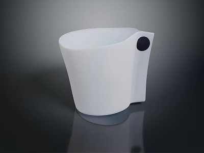 Stylish White Clothing Storage Bin Featuring Black Button For Wardrobe Organization 3d model