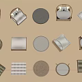 Various Shaped Home Cushions And Rattan Chairs With Neutral Colored Pads