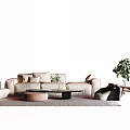 Modern Sofa Coffee Table Combo Fabric Sofa 3d model