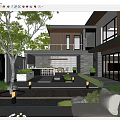 Modern courtyard landscape 3d model