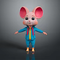 Cute Cartoon Mouse Game Animation Character With Big Pink Ears Blue Outfit Yellow Shoes