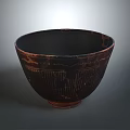 Artistic Ceramic Bowl With Intricate Sculpture Carving And Dark Glaze Finish