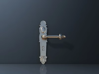 Elegant Decorative Door Handle With Intricate Carvings And Keyhole Design 3d model