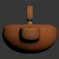 Orange Ceramic Sculpture Featuring Ring Handle and Textured Surface Artisan Vessel 3d model
