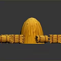 Rural Landscape Featuring Large Straw Stack And Small Straw Bales In Countryside View 3d model