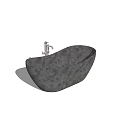 Modern Concrete Bathtub Oval Shaped Design With Silver Faucet And Contemporary Style