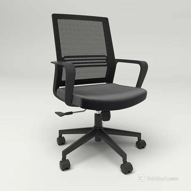 Modern Black Mesh Back Office Chair With Five Star Caster Base And Adjustable Seat 3d model 