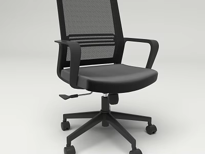 Modern Black Mesh Back Office Chair With Five Star Caster Base And Adjustable Seat 3d model