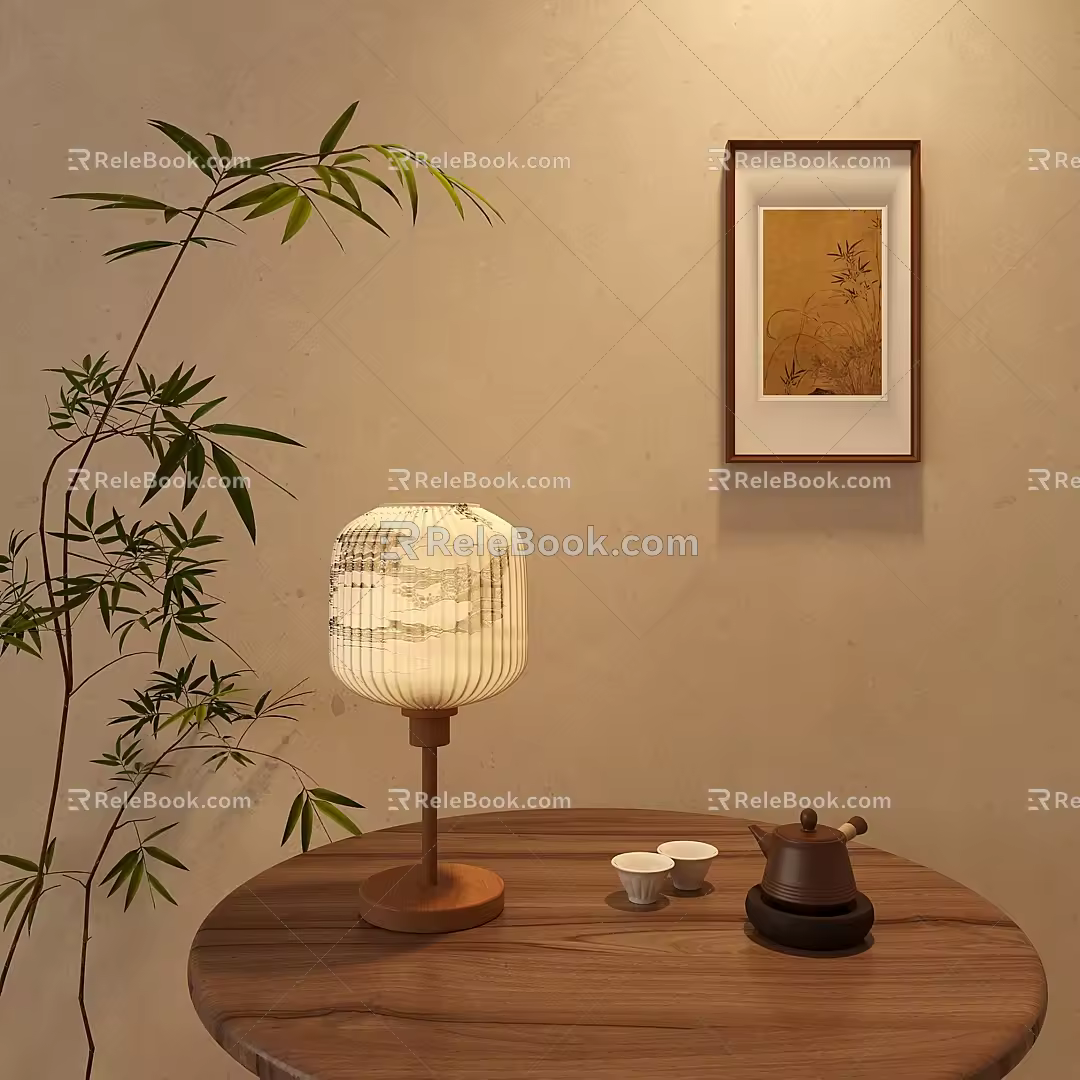 New Chinese Zen Table Lamp Lantern Table Lamp Paper 3d model
