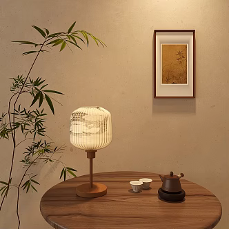 New Chinese Zen Table Lamp Lantern Table Lamp Paper 3d model