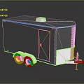 Automotive Parts For Gray Trailer With Dual Wheels White Roof Vent Side Door And Hitch