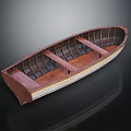 Classic Wooden Boat With Traditional Ribbed Interior And Smooth Wooden Structure