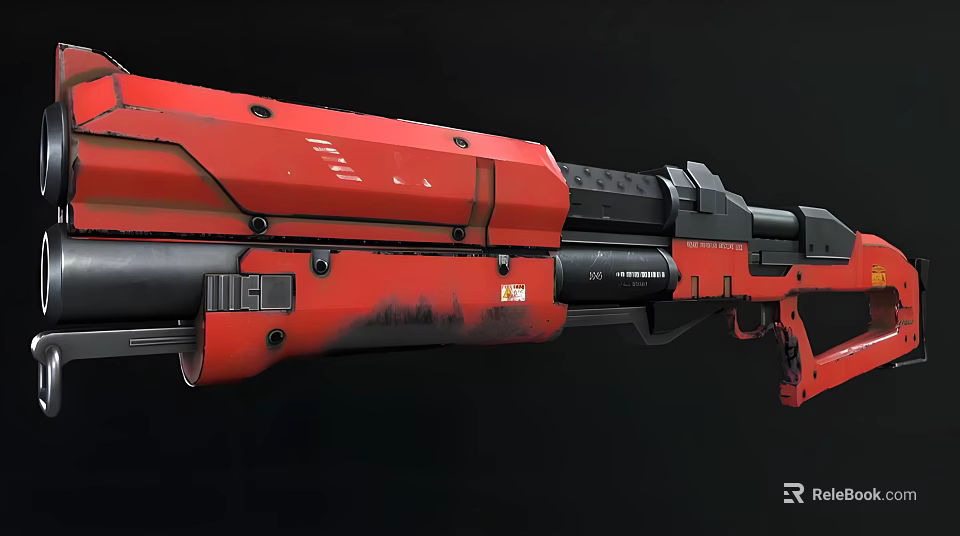 Red and Black Futuristic Sniper Rifle With Tactical Design And Detailed Texture 3d model 