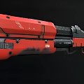 Red and Black Futuristic Sniper Rifle With Tactical Design And Detailed Texture