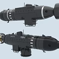 Two Black SEABOT Deep Submersible Models With Propellers Blue Water 3d model
