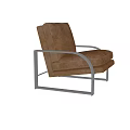 Modern Brown Leather Single Sofa With Sleek Metal Frame And Comfortable Design 3d model