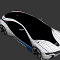 Electric Concept Car With Sleek White Body Blue Accents Futuristic Design And Unique Wheels