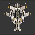 Futuristic Hyperion Spaceship With White Yellow Gray Color And Thrusters For Space Exploration