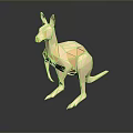 Golden Low Poly Kangaroo Sculpture On Dark Background With Reflection 3d model