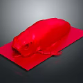 Red Monster Game Movie Character With Sharp Teeth On Red Platform Dark Background