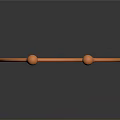 Copper Bangle Bracelet With Smooth Surface And Round End Beads