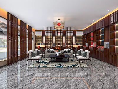 Modern Tobacco and Liquor Store Interior With Wine Display Shelves and Elegant Decor Elements 3d model
