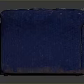 Old Blue Sofa With Torn Fabric Exposing Yellow Stuffing And Worn Edges
