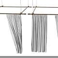 White Sheer Ceiling Drapery With Wooden Hanging Rods And Elegant Folded Design