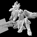 Futuristic Mech Game Character With Advanced Weapons Flame Effects And Detailed Design