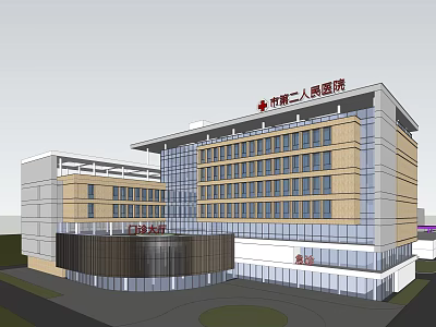 Modern Second Peoples Hospital Building Exterior Design With Glass Curtain Wall And Medical Facilities 3d model