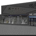 Modern Bridal Wedding Dress Store With Illuminated Window And Wedding Gown