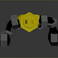 Shiny Golden Robot Character With 3D Black Mechanical Arms And Yellow Round Head
