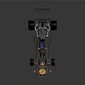 Black Classic Race Car With Gold Accents And Aerodynamic Rear Wing Design