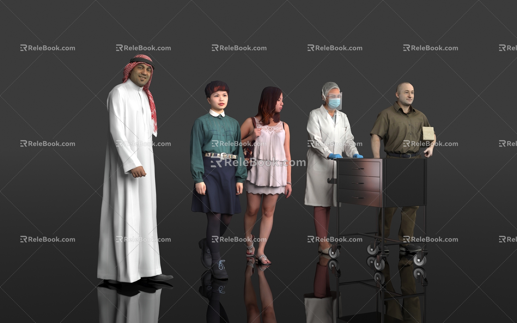 Arabs Middle East Foreigners Men Women Workers Nurses Medical Doctors Nurses Casual Wear Beauty Workplace Women Crowd 3d model