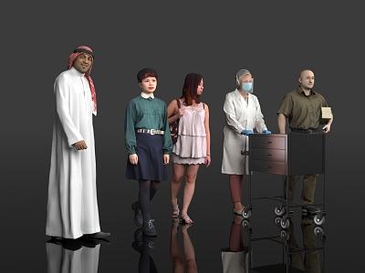 Arabs Middle East Foreigners Men Women Workers Nurses Medical Doctors Nurses Casual Wear Beauty Workplace Women Crowd 3d model