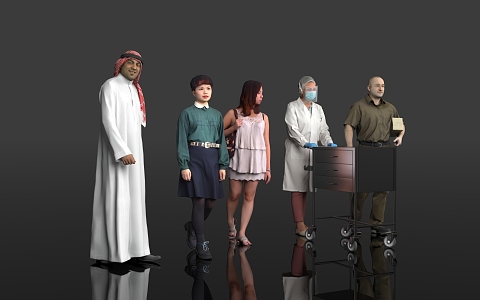 Arabs Middle East Foreigners Men Women Workers Nurses Medical Doctors Nurses Casual Wear Beauty Workplace Women Crowd 3d model