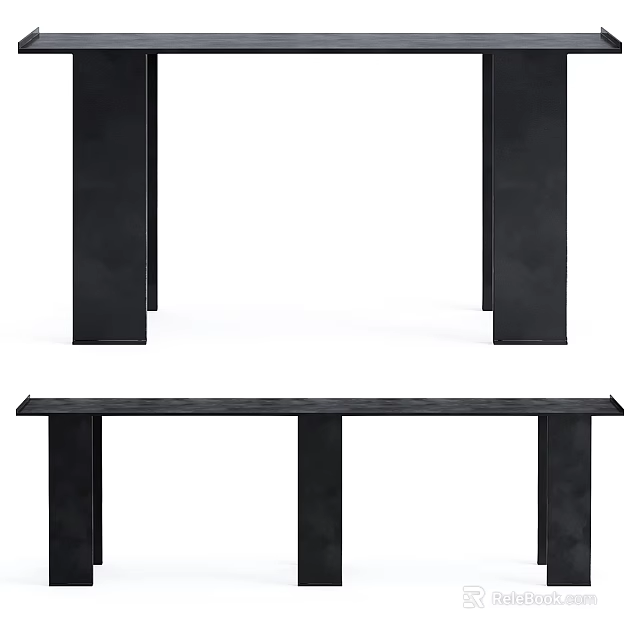 Modern Black Table With Sturdy Pillar Legs For Contemporary Spaces 3d model