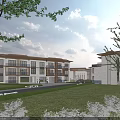 Modern Detached Villa Exterior Design With Large Windows Green Lawn And Trees