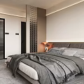 Modern Bedroom Interior With Neutral Tones Comfortable Bed Bedside Lamps And Soft Area Rug