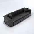Modern Black Sectional Sofa Leather Design With Geometric Pattern Armrest And Two Pillows 3d model