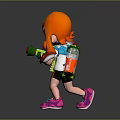 Vibrant Game Character With Orange Hair Twin Pigtails Goggles Weapon And Sporty Outfit